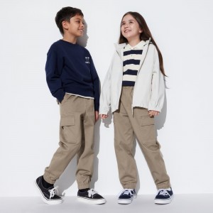 Pantalon Jogging Uniqlo Ultra Stretch Cargo Joggers Enfant Beige | 9340-GOKDN