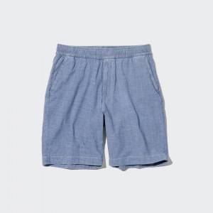 Pantalons Uniqlo Chambray Stretch Easy Shorts Homme Bleu | 1872-LPSAU