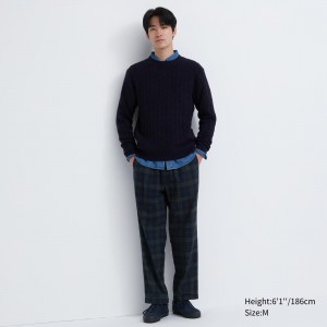 Pantalons Uniqlo Flannel Easy Patterned Ankle Length Trousers Homme Vert Foncé | 2456-KDPYA
