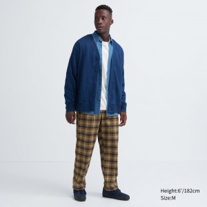 Pantalons Uniqlo Flannel Easy Patterned Ankle Length Trousers Homme Marron | 5796-FLUQH