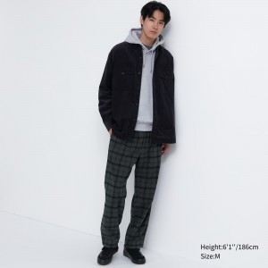 Pantalons Uniqlo Flannel Easy Patterned Ankle Length Trousers Homme Grise Foncé | 5829-VMRPU