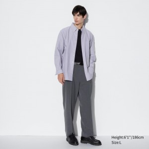 Pantalons Uniqlo Pleated Wide Leg Trousers Homme Grise | 7120-FTBGW