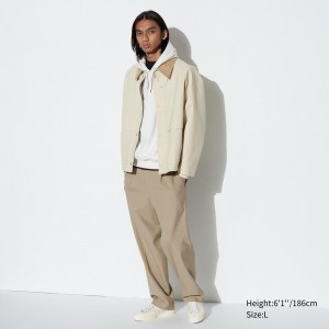 Pantalons Uniqlo Pleated Wide Leg Trousers Homme Beige | 8354-DVQKA