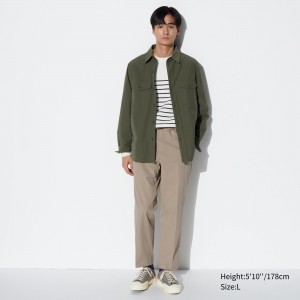 Pantalons Uniqlo Smart Cotton Ankle Length Trousers Homme Beige | 6952-IALGD