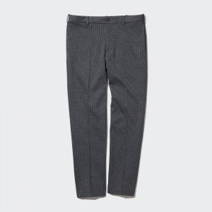 Pantalons Uniqlo Smart Gun Club Checked Ankle Length Trousers Long Homme Grise | 4675-DTRUJ