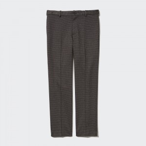 Pantalons Uniqlo Smart Houndstooth Ankle Length Trousers Long Homme Marron Foncé | 4076-GQIUX