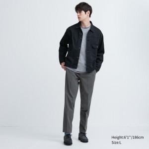 Pantalons Uniqlo Smart Wool Like Ankle Length Trousers Long Homme Grise | 0145-KOQZA