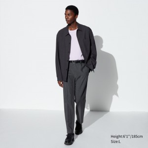 Pantalons Uniqlo Smart Wool Like Ankle Length Trousers Long Homme Grise | 8347-CRMGX
