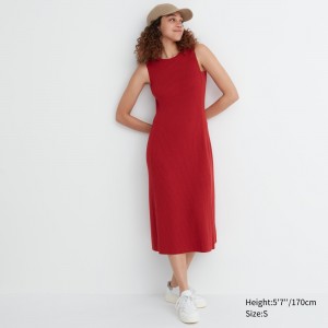 Peignoir Uniqlo Cotton Blend Knit Sleeveless Dress Femme Rouge | 6108-NEOLB