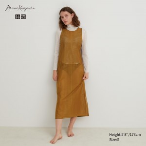 Peignoir Uniqlo Mesh Sleeveless Maxi Dress Femme Marron | 8036-NZUOB