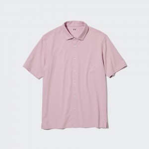 Polo Uniqlo Airism Polo Shirt Open Collar Homme Rose | 6974-AOVTD