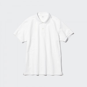 Polo Uniqlo Dry Pique Polo Shirt Homme Blanche | 4018-ZIUAX