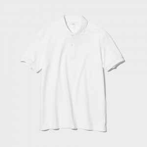 Polo Uniqlo Dry Pique Polo Shirt Homme Blanche | 6102-POULC