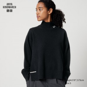 Pulls Uniqlo 100pct Cashmere High Neck Jumper Femme Noir | 7218-XJAHZ