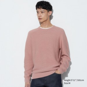Pulls Uniqlo 3d Knit Seamless Crew Neck Jumper Homme Rose | 8419-GHDKE
