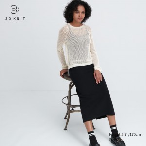 Pulls Uniqlo 3d Knit Seamless Mesh Crew Neck Jumper Femme Blanche | 8205-WYLSA