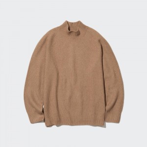Pulls Uniqlo 3d Knit Seamless Souffle Yarn Mock Neck Jumper Homme Marron | 4602-XORWB