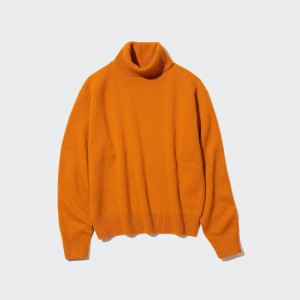 Pulls Uniqlo Premium Lambswool Turtleneck Jumper Femme Orange | 3216-AOBGN