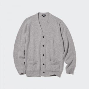 Pulls Uniqlo Premium Lambswool V Neck Cardigan Homme Grise | 4078-XQTMZ