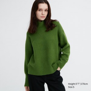 Pulls Uniqlo Souffle Yarn High Neck Jumper Femme Vert | 2089-IVMXC