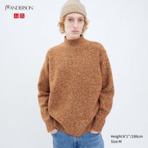 Pulls Uniqlo Souffle Yarn Mock Neck Jumper Homme Orange | 0657-SEDJC