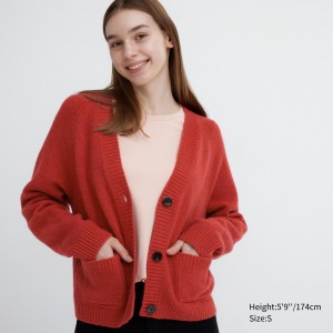 Pulls Uniqlo Souffle Yarn Short Cardigan Femme Rouge | 6723-LQSOZ
