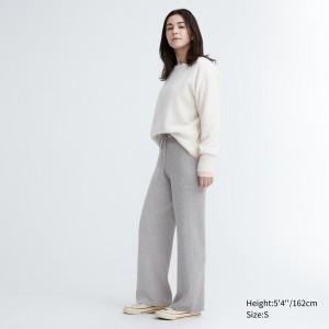 Pulls Uniqlo Washable Knit Ribbed Trousers Femme Grise | 8612-VFQGI