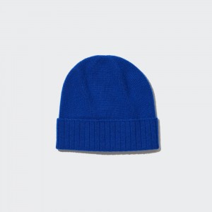 Sacs Uniqlo 100pct Cashmere Knitted Beanie Hat Femme Bleu | 1630-NQYTV