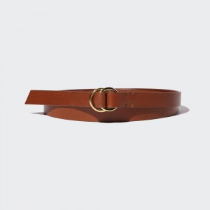 Sacs Uniqlo Double Ring Narrow Leather Belt Femme Marron | 0321-NRWIQ