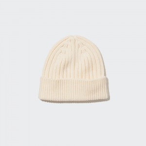 Sacs Uniqlo Heattech Ribbed Beanie Hat Femme Blanche | 4836-IHOLQ