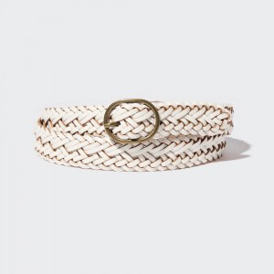 Sacs Uniqlo Round Buckle Mesh Leather Belt Femme Blanche | 7198-GJNFE