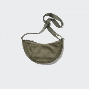 Sacs Uniqlo Round Mini Shoulder Bag Corduroy Femme Vert Olive | 9168-WLHJC