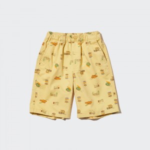 Short Uniqlo Cotton Stretch Printed Easy Shorts Enfant Jaune | 3896-CGSYK