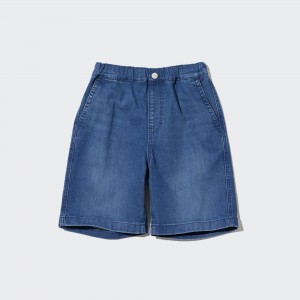 Short Uniqlo Denim Easy Shorts Enfant Bleu | 0457-VZEMX