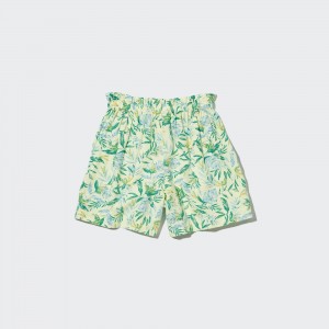Short Uniqlo Girls Linen Blend Flower Print Easy Shorts Enfant Blanche | 3568-YATMC