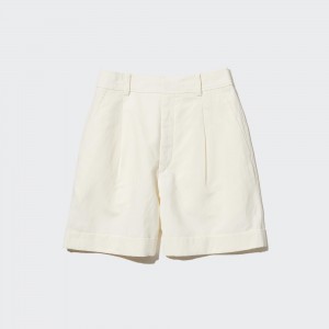 Short Uniqlo Linen Blend High Waisted Shorts Femme Blanche | 6915-AYUGJ