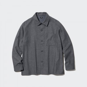 Surchemise Uniqlo Brushed Twill Overshirt Homme Grise | 3250-DGVCA