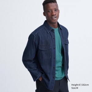 Surchemise Uniqlo Denim Oversized Utility Overshirt Homme Bleu | 1069-WAKCD