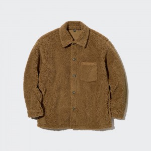 Surchemise Uniqlo Windproof Outer Fleece Shirt Jacket Homme Marron | 8574-EDITO