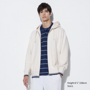 Sweat a Capuche Uniqlo Colour Block Zipped Hoodie Homme Blanche | 2386-ZWMIA