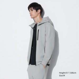 Sweat a Capuche Uniqlo Dry Stretch Zipped Hoodie Homme Grise Clair | 4309-NSIRW
