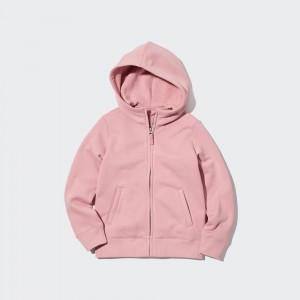 Sweat a Capuche Uniqlo Pile Lined Sweat Zipped Hoodie Enfant Rose | 2514-ZJEPQ