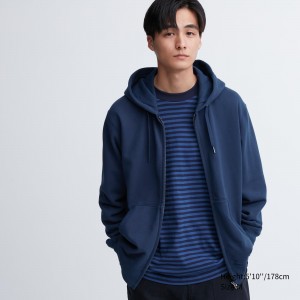 Sweat a Capuche Uniqlo Sweat Zipped Hoodie Homme Bleu | 9872-FEKQJ