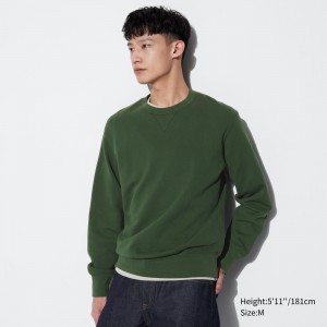 Sweat a Capuche Uniqlo Sweatshirt Homme Vert | 6418-HTWQR