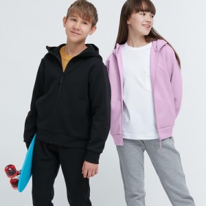 Sweat a Capuche Uniqlo Ultra Stretch Dry Sweat Zipped Hoodie Enfant Noir | 4091-DCZHE