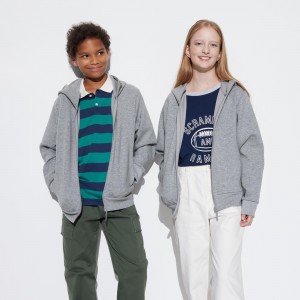 Sweat a Capuche Uniqlo Ultra Stretch Dry Sweat Zipped Hoodie Enfant Grise | 5210-MEXCJ