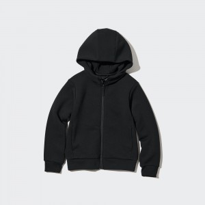 Sweat a Capuche Uniqlo Ultra Stretch Dry Sweat Long Sleeve Full Zip Hoodie Enfant Noir | 6839-LUCSB