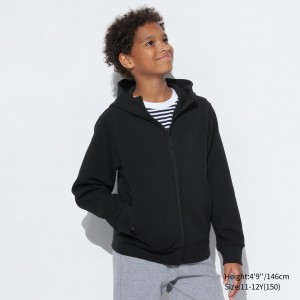 Sweat a Capuche Uniqlo Ultra Stretch Dry Sweat Zipped Hoodie Enfant Noir | 8741-YNXTR