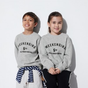 Sweat a Capuche Uniqlo Ultra Stretch Graphic Sweatshirt Enfant Grise | 3460-PYCHB