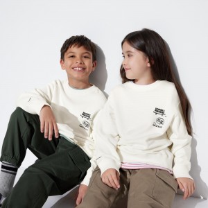 Sweat a Capuche Uniqlo Ultra Stretch Graphic Sweatshirt Enfant Blanche | 3674-VOIPQ